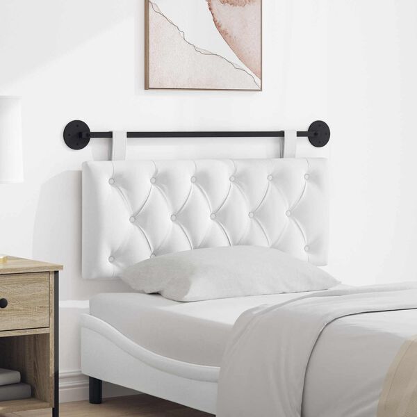 vidaXL H&auml;ngevorderseite Wandmontiert Wei&szlig; 110 x 55 x 7 cm Stoff