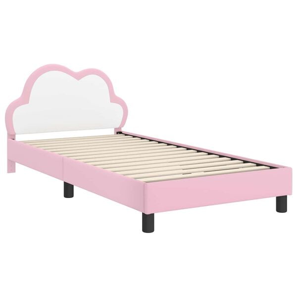 vidaXL Kinderbettgestell mit Kopfteil mit Kopfteil Rosa 90 x 200 cm PU