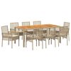 vidaXL Garten Essgruppe 9 pcs Beige Poly-Rattan