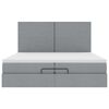 vidaXL Ottoman-Bett mit Matratzen & LEDs Hellgrau 200x200 cm Stoff