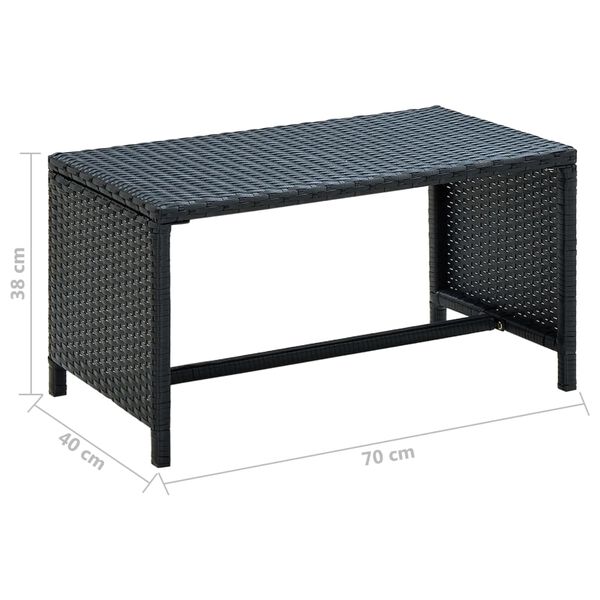 vidaXL Couchtisch Schwarz 70×40×38 cm Poly Rattan