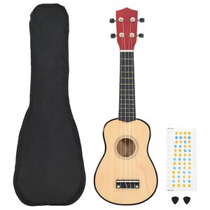 vidaXL Sopran Ukulele Set f&uuml;r Kinder mit Tasche Dunkles Holz 21