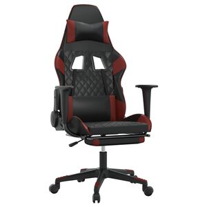 vidaXL Gaming-Stuhl mit Fu&szlig;st&uuml;tze Schwarz und Weinrot Kunstleder