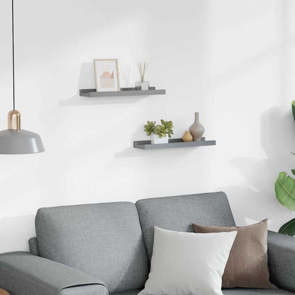 vidaXL Bilderleisten 2 Stk. Grau 40x9x3 cm MDF