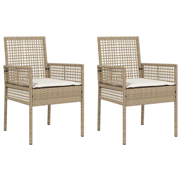 vidaXL Gartenstuhl mit Kissen 2 pcs Beige 55 x 53 x 85 cm Poly-Rattan