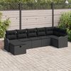 vidaXL Sofa Set mit Kissen mit Speicher 7 pcs Schwarz Poly-Rattan