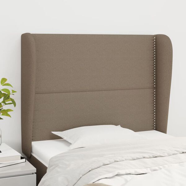 vidaXL Kopfteil mit Ohren Taupe 103x23x118/128 cm Stoff