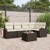 vidaXL Garten-Sofa-Set mit Kissen 6 pcs Braun und Wei&szlig; Poly Rattan