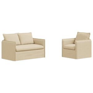 vidaXL Sofa Set 2 stk. Creme Stoff