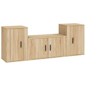 vidaXL 3-tlg. TV-Schrank-Set Sonoma-Eiche Holzwerkstoff