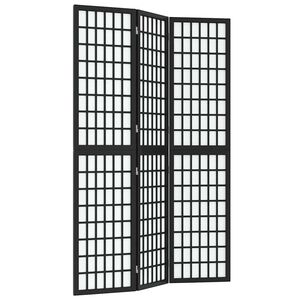 vidaXL 3-tlg. Paravent Japanischer Stil Faltbar 120x170 cm Schwarz
