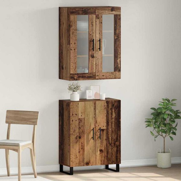 vidaXL Highboard 2 pcs Altholz Holzwerkstoff