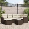 vidaXL 7-tlg. Garten-Sofagarnitur mit Kissen Braun Poly Rattan