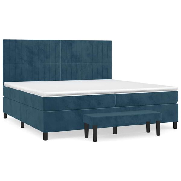 vidaXL Boxspringbett mit Matratze Dunkelblau 200x200 cm Samt