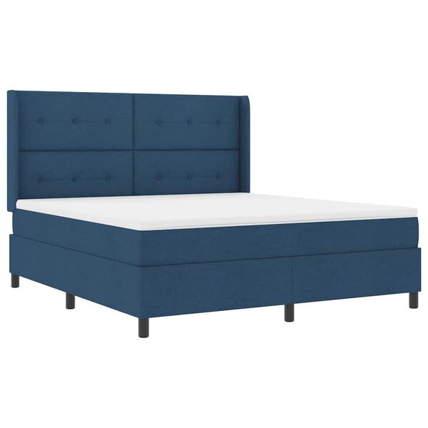 vidaXL Boxspringbett mit Matratze mit Kopfteil Blau 180 x 200 cm Stoff