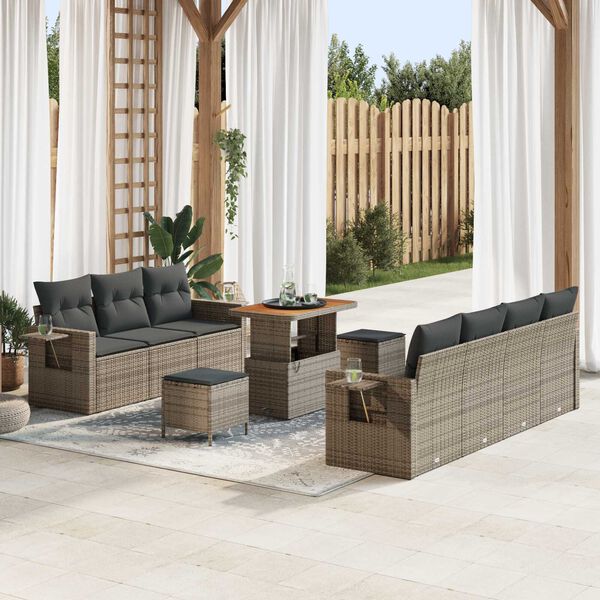 vidaXL Garten-Sofa-Set 10 pcs Grau Poly-Rattan