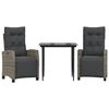 vidaXL 3-tlg. Garten-Essgruppe mit Kissen Grau Poly Rattan