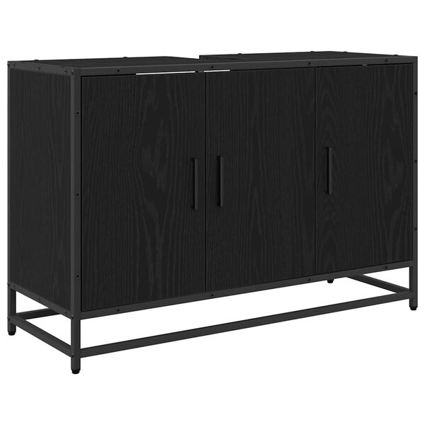 vidaXL Badezimmerschrank mit T&uuml;r Schwarz Eichen-Optik 90 x 33 x 60 cm