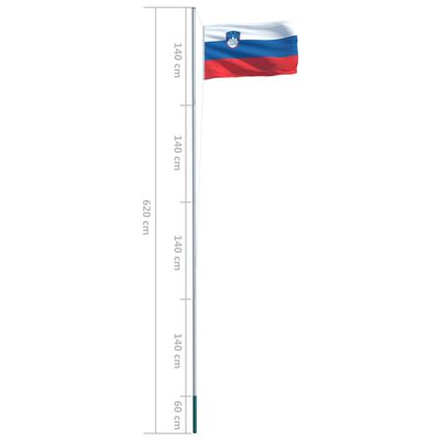 vidaXL Flagge Sloweniens und Mast Aluminium 6,2 m