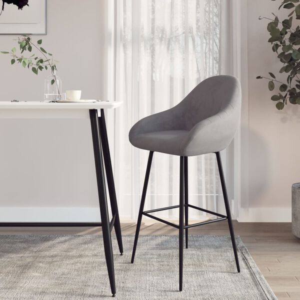 vidaXL Barhocker Hellgrau Samt