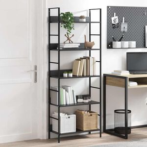 vidaXL B&uuml;cherregal 5 Regalb&ouml;den Schwarz 60x27,6x158,5 cm Holzwerkstoff