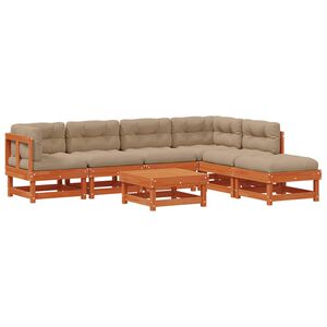 vidaXL Garten-Lounge-Set 7 stk. Wachsbraun Massives Kiefernholz