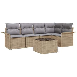 vidaXL Gartensofa-set mit Kissen 6 pcs Beige Poly-Rattan