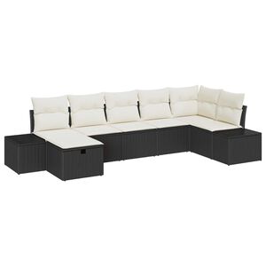 vidaXL Gartensofa-set mit Kissen 7 pcs Schwarz Poly-Rattan