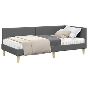 vidaXL Eckbettgestell mit Matratze 2 stk. Dunkelgrau 80 x 200 cm Stoff