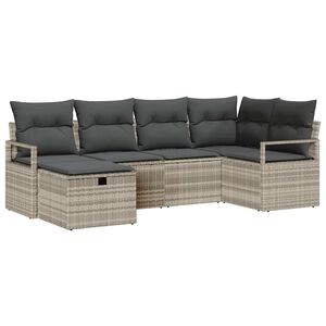 vidaXL Sofa Set 6 Stk. 6-Sitzanzahl Hellgrau Poly-Rattan
