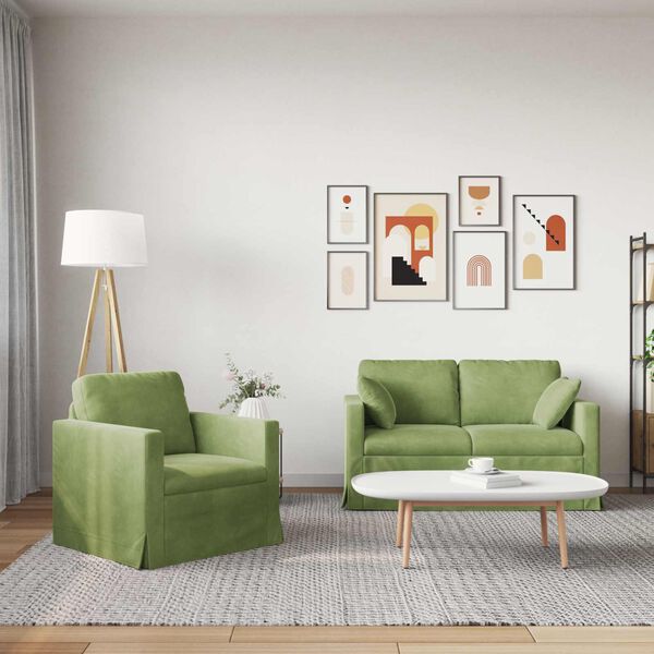 vidaXL Sofa 2 pcs Hellgr&uuml;n