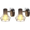 Wandleuchten 2 Stk. LED-Gl&uuml;hlampe Industrie-Stil Drahtschirm Schwarz