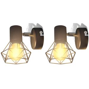 Wandleuchten 2 Stk. LED-Gl&uuml;hlampe Industrie-Stil Drahtschirm Schwarz