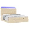 vidaXL Ottoman-Bett mit Matratzen & LEDs Creme 200x200 cm Stoff