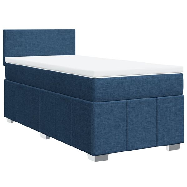 vidaXL Boxspringbett mit Matratze Blau 90x190 cm Stoff