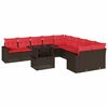 vidaXL 11-teiliges Gartensofa-Set mit Kissen, braun, Polyrattan