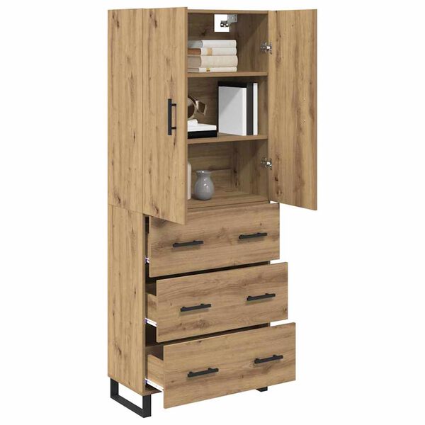 vidaXL Highboard 2 pcs Artisan-Eiche Engineered Wood und Glas