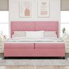 vidaXL Boxspringbett mit Matratze mit LED Rosa 200 x 200 cm Samt