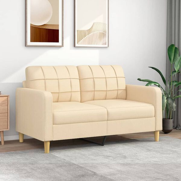 vidaXL 2-Sitzer-Sofa Creme 140 cm Stoff