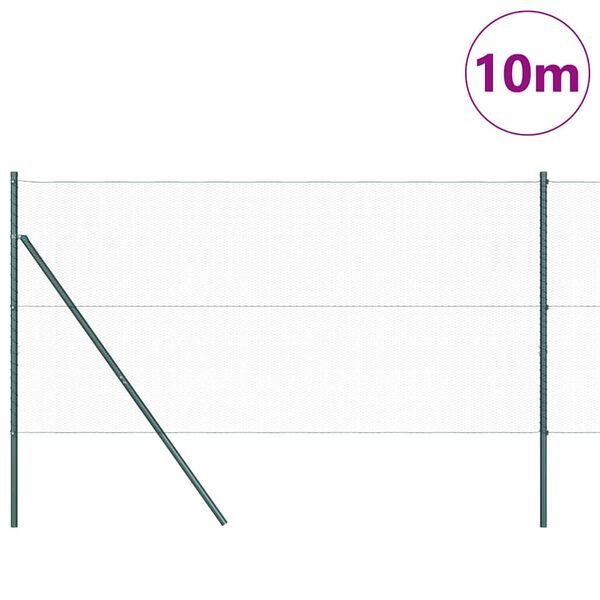 vidaXL Zaunpfosten Gr&uuml;n 10 x 1,4 m (13 mm Maschen) Stahl und PVC