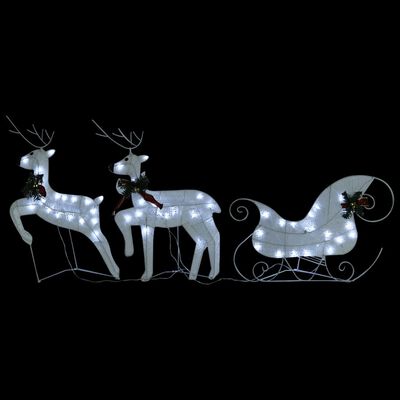 vidaXL Rentier mit Schlitten Weihnachtsdekoration 60 LEDs Outdoor Weiß