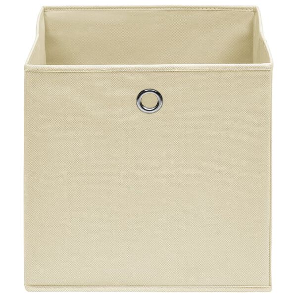 vidaXL Aufbewahrungsboxen 10 Stk. Creme 32x32x32 cm Stoff