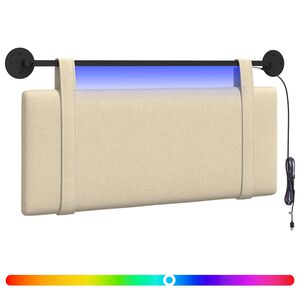 vidaXL H&auml;ngendes Kopfteil Mit LED Licht Creme Stoff