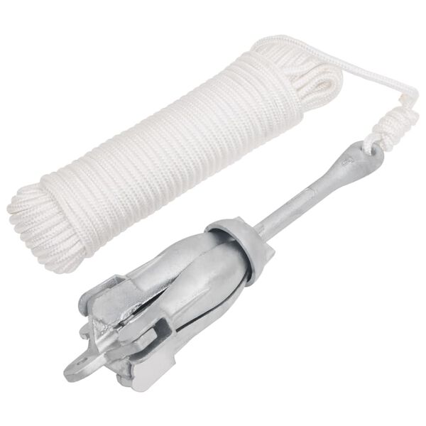 vidaXL Klappanker mit Seil Silber 8 kg feuerverzinktes Gusseisen