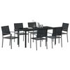 vidaXL Garten Essgruppe 7 pcs Schwarz PE-Rattan