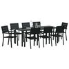 vidaXL Garten Essgruppe 9 pcs Schwarz Pulverbeschichteter Stahl