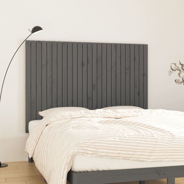vidaXL Wand-Kopfteil Grau 159,5x3x110 cm Massivholz Kiefer