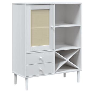 vidaXL Highboard SENJA Rattan-Optik Wei&szlig; 90x40x112 cm Kiefernholz