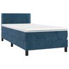 vidaXL Boxspringbett mit Matratze & LED Dunkelblau 100x200 cm Samt