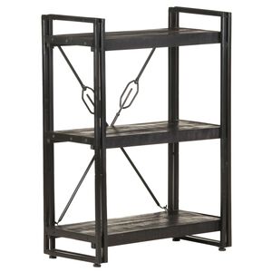 vidaXL B&uuml;cherregal 3 F&auml;cher Schwarz 60x30x80 cm Mango Massivholz